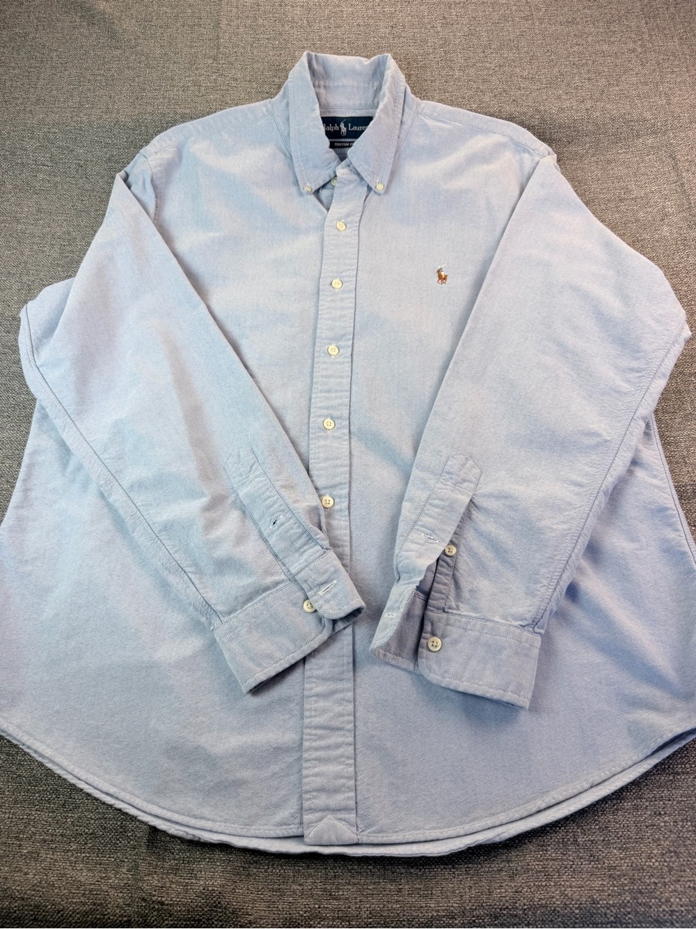 Ralph Lauren Light Blue Oxford Shirt with Navy Polo Label